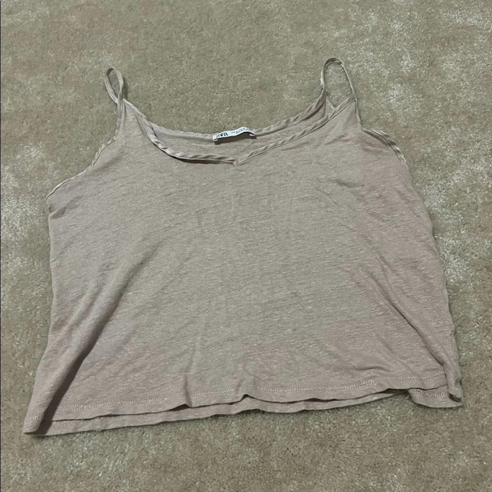 Zara Cropped Neutral Tank Top